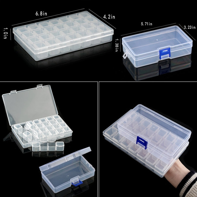 Transparent Plastic Storage Jewelry Box Compartment Adjustable Container For Beads Earring Box For Jewelry Rectangle Box Case - StorageandmoreStorage