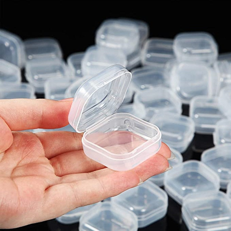 30PCS Small Boxes Square Transparent Plastic Box Jewelry Storage Case Finishing Container Packaging Storage Box for Earrings - StorageandmoreStorage