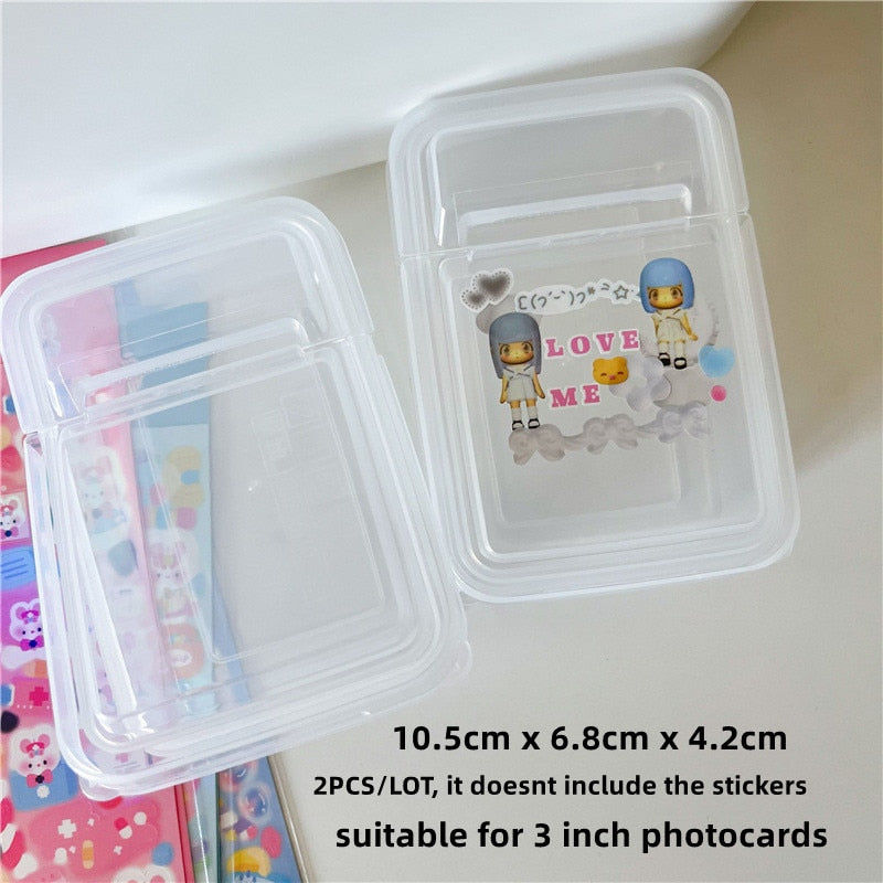 MINKYS 2pcs/lot Transparent Desktop Organizer Pencil Box Photocards Storage Box Classification Box School Office Stationery - StorageandmoreStorage