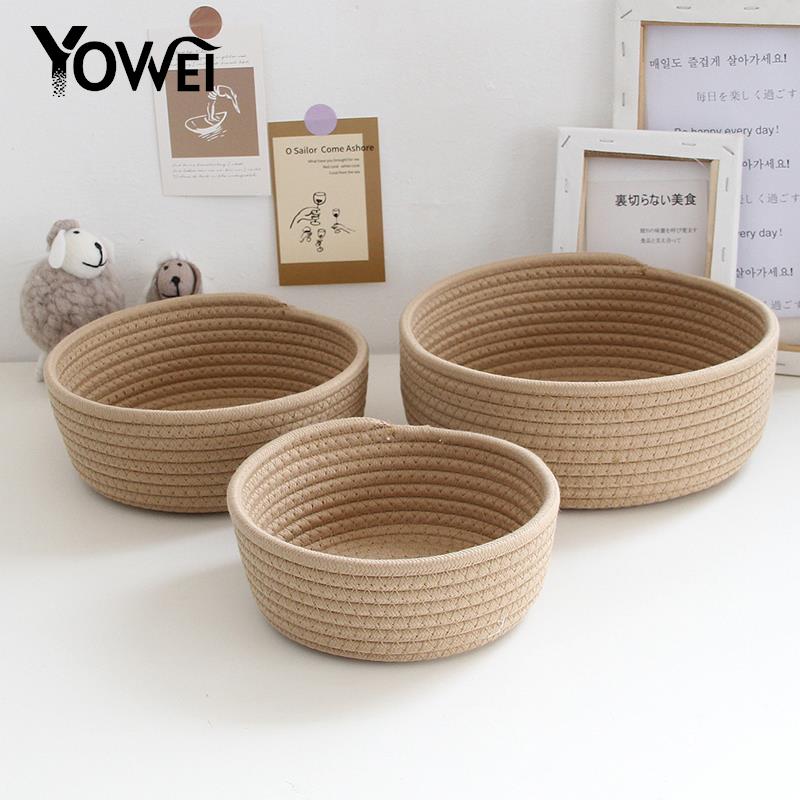 1PCS Woven Desktop Sundries Organizer Box INS Nordic Cotton Rope Storage Baskets Baby Dirty Clothes Laundry Basket Hamper - StorageandmoreStorage