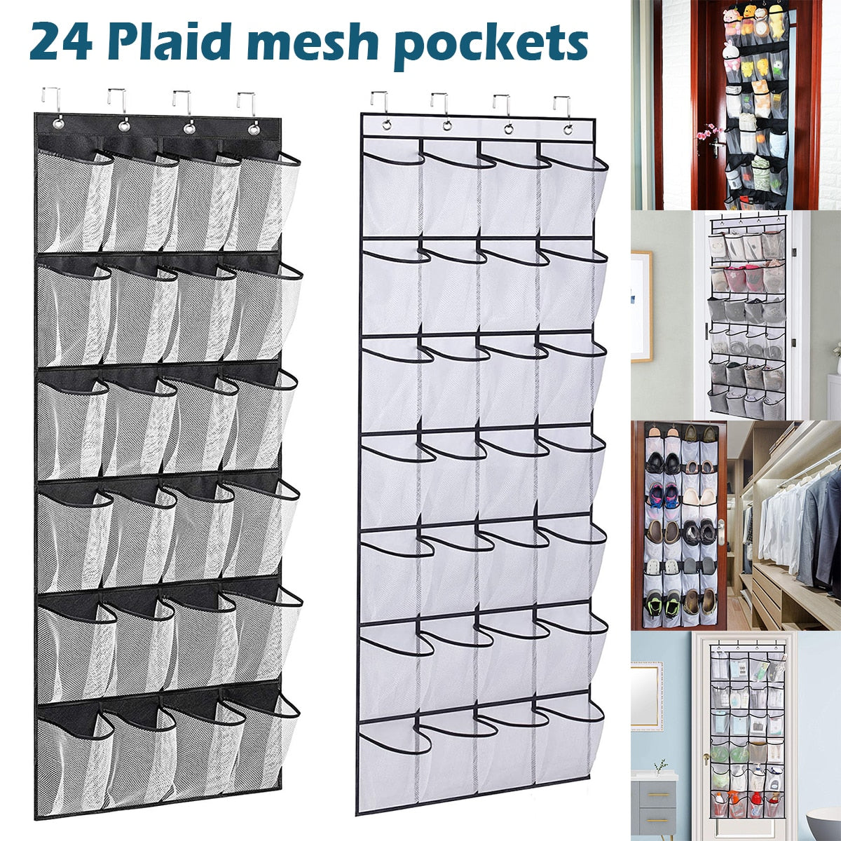 24 Pockets Shoes Organizer Rack Hanging Organizers Space Saver Hanging Over The Door Behind Closet Organizer Storage Hanger - StorageandmoreStorage