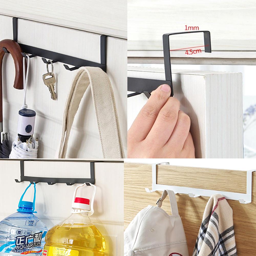 Hooks Over The Door 5 Hooks Home Bathroom Organizer Rack Clothes Coat Hat Towel Hanger Bathroom Kitchen Accessories Holder - StorageandmoreStorage