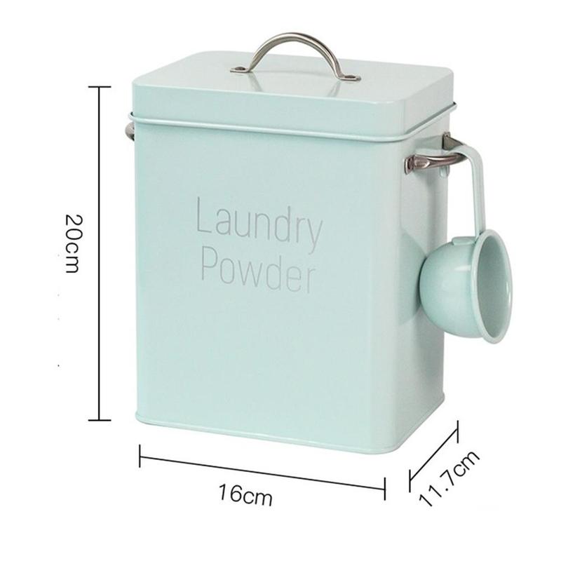 Laundry Detergent Powder Storage Tin Box Farmhouse Detergent Handy Soap Decor Room Laundry Rice Container Washing Dispenser - StorageandmoreStorage