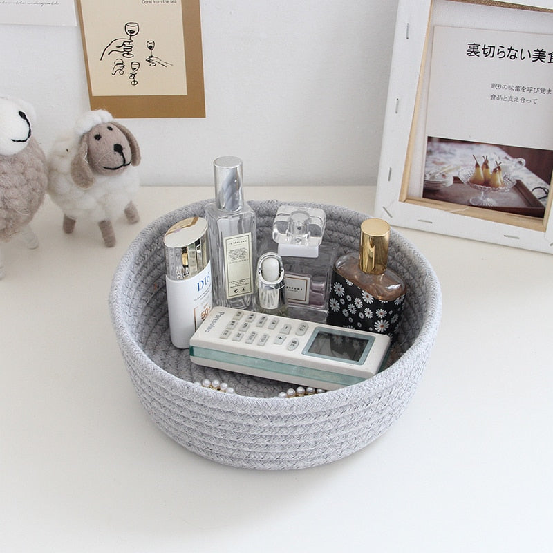 INS Nordic Cotton Rope Storage Baskets Woven Desktop Sundries Kids Toys Organizer Box Baby Dirty Clothes Laundry Basket Hamper - StorageandmoreStorage