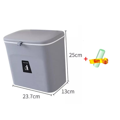 7/9L Hanging Trash Can For Kitchen Large Capacity Kitchen Recycling Garbage basket Bathroom Wall Mounted Trash Bin with lid - StorageandmoreStorage