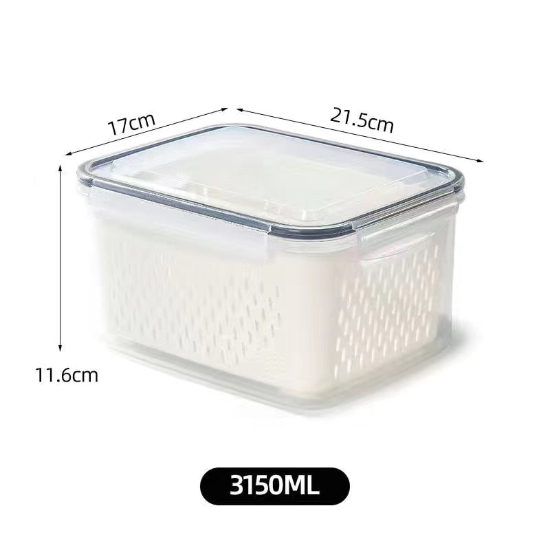 Refrigerator Storage Box Fridge Organizer Fresh Vegetable Fruit Boxes Drain Basket Storage Containers Pantry Kitchen Organizer - StorageandmoreStorage