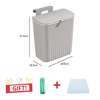 7/9L Hanging Trash Can For Kitchen Large Capacity Kitchen Recycling Garbage basket Bathroom Wall Mounted Trash Bin with lid - StorageandmoreStorage