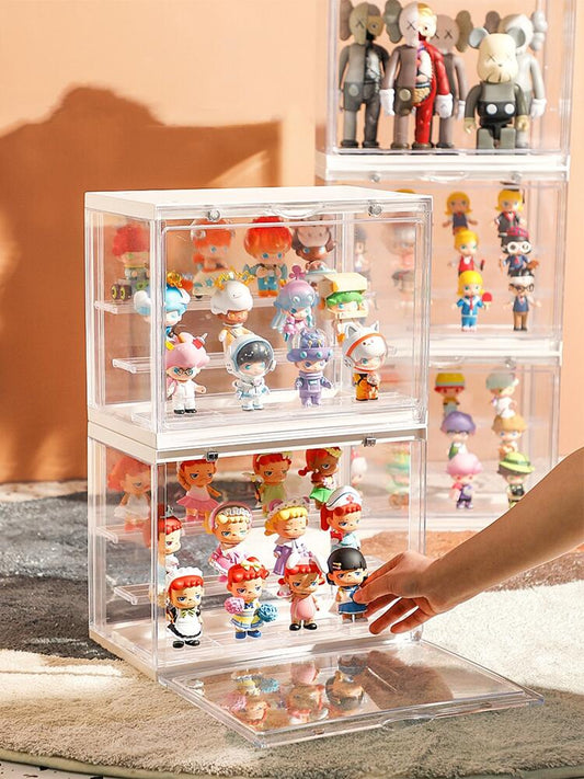 Toy Storage Box Anime Figure Holder Plastic Display Cabinet Garage Kit Doll Organizer Case for Home Decor Desktop Container - StorageandmoreStorage