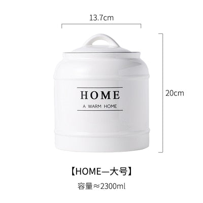 Ceramic Lid Sealed Cans Candy Cans Household Snack Storage Bottle Coffee Beans Tea Cans Kitchen Multigrain Storage Container - StorageandmoreStorage