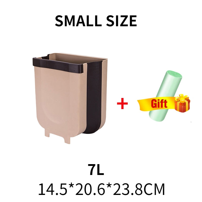 9L Foldable kitchen Trash can With 15PCS Garbage bag Plastic Car Trash Bin kitchen Cabinet trash Storage - StorageandmoreStorage