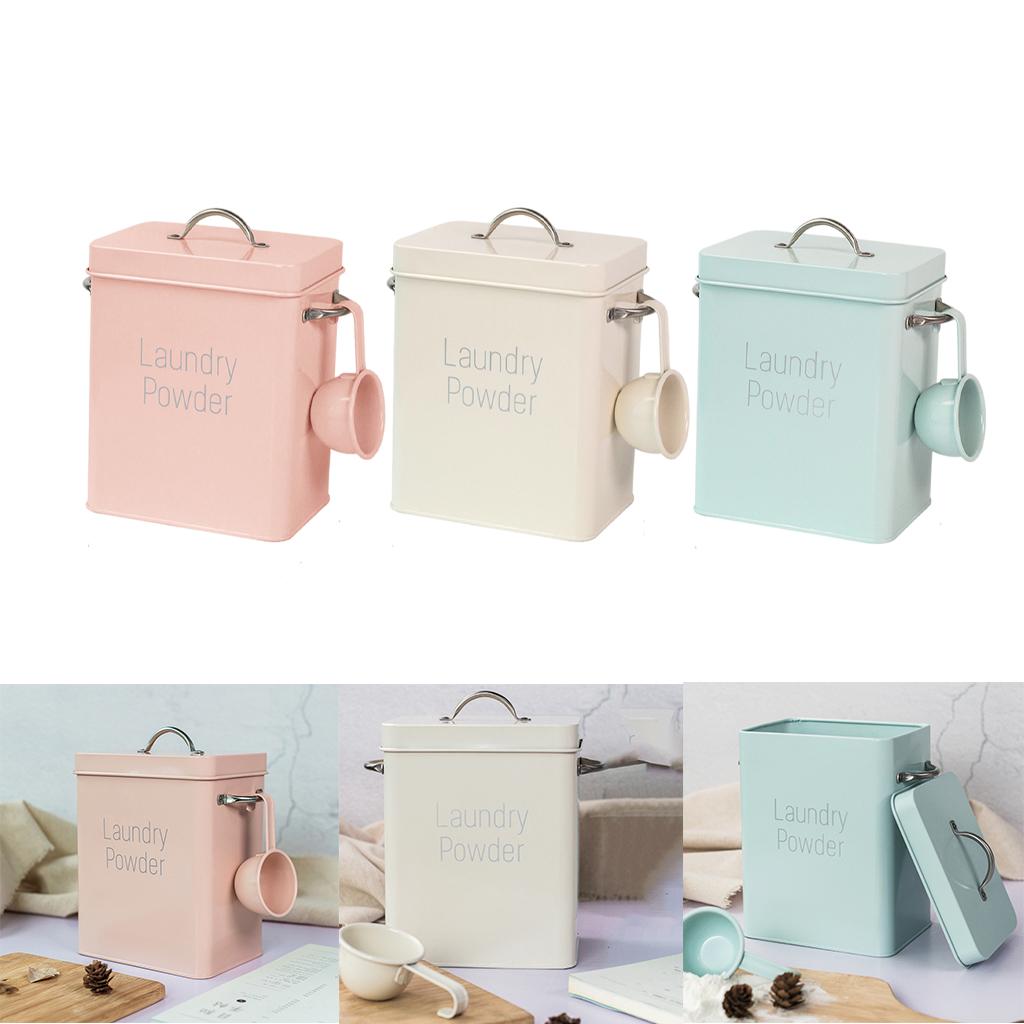 Household Laundry Detergent Powder Storage Box Storage Baskets Bottle Laundry Powder Box with Scoop - StorageandmoreStorage