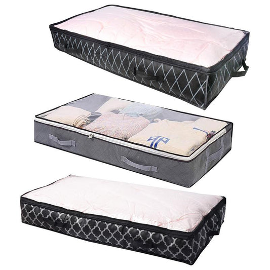 Foldable Under Bed Bags Large Under Bed Storage Boxes Nonwoven Breathable Underbed Clothes Storage Bags Zippered Organizer - StorageandmoreStorage