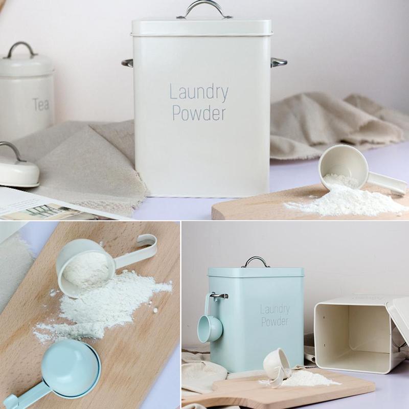 Laundry Detergent Powder Storage Tin Box Farmhouse Detergent Handy Soap Decor Room Laundry Rice Container Washing Dispenser - StorageandmoreStorage