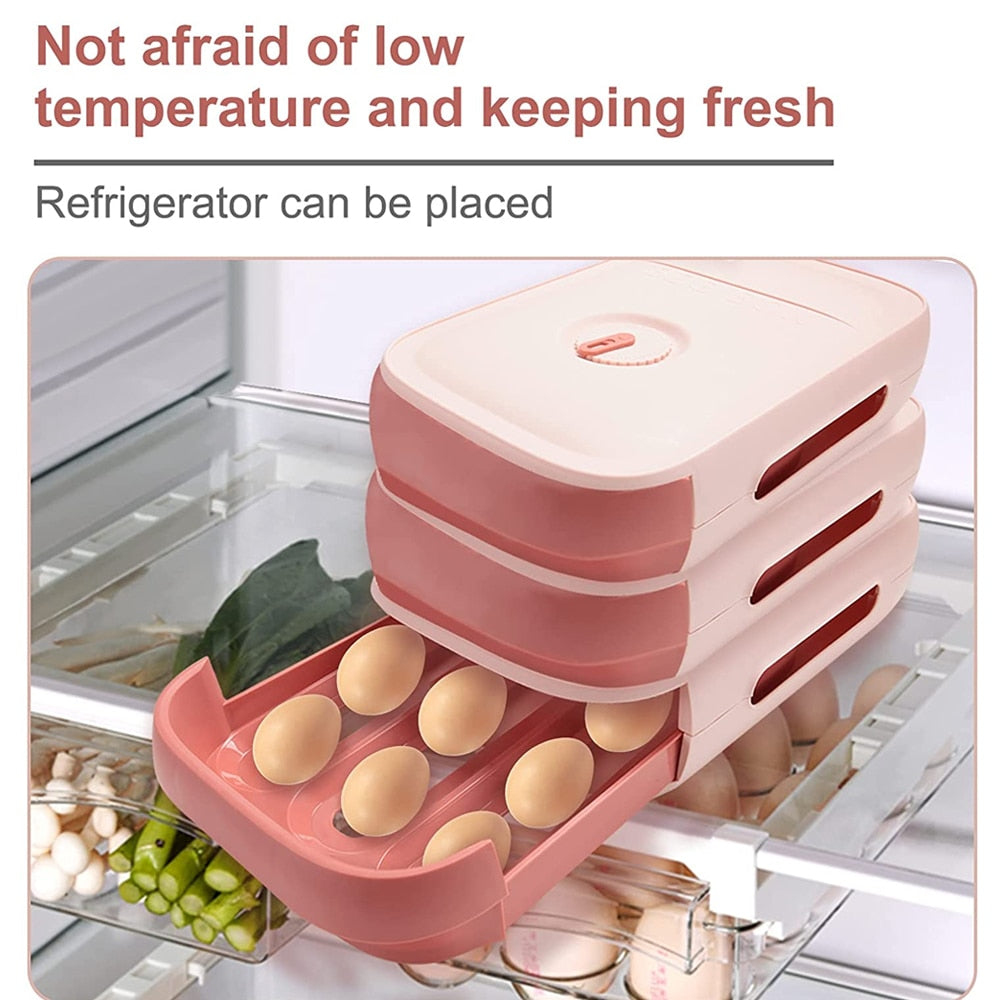 Plastic Egg Storage Containers Organizer Box with Lid Refrigerator Kitchen Drawer Holder for  Household Fresh Fridge Accessories - StorageandmoreStorage