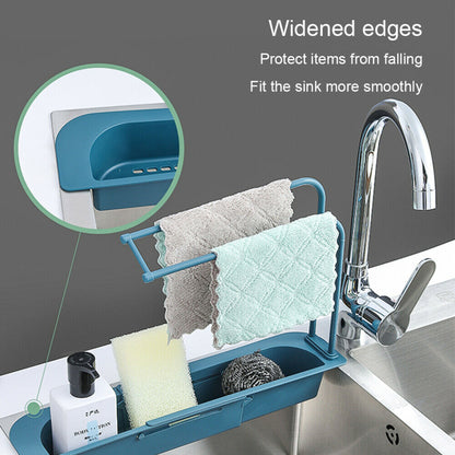 Retractable Sink Drain Rack Storage Rack Storage Holder Kitchen Sink Organizer Adjustable Telescopic Kitchen Gadgets Accessories - StorageandmoreStorage