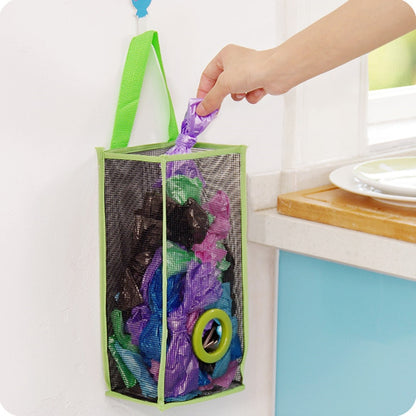 Useful Fashion Hanging Breathable Plastic Grid Garbage Bag Socks Sundries Storage Organizers Kitchen Bathroom Storage Bag. - StorageandmoreStorage