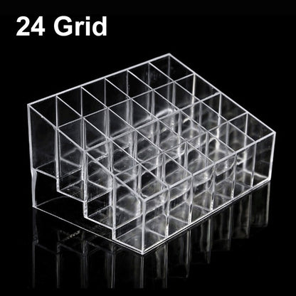 Clear 24 Grid Lipstick Stand Case Makeup Organizer Storage Box Lipstick Display Stand Holder Cosmetic Jewelry Organizer Box - StorageandmoreStorage