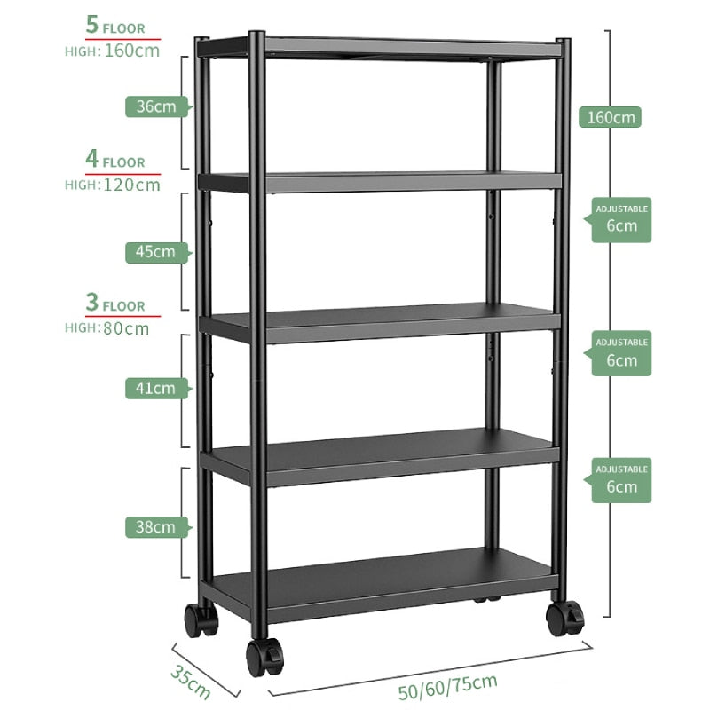 Storage Shelving Organizer Heavy Duty Metal Storage Rack Units with Wheels, Adjustable Shelves Kitchen Pantry Closet Stand Rack - StorageandmoreStorage