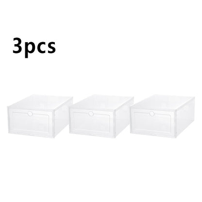 NEW Clear 1-12pcs Shoe Box Set Foldable Storage Plastic Transparent Door Home Closet Organizer Case Shelf Stack Wholesale - StorageandmoreStorage