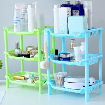 3-Layers Kitchen Storage Rack Shelve Plastic Assembled Sundries Food Shelf Dish Holder Bathroom Organizer Cocina Accessories - StorageandmoreStorage