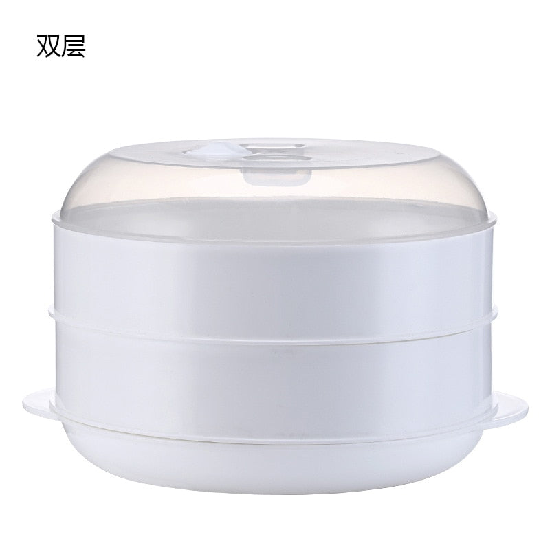 Practical Microwave Oven Special Steamer Eco-friendly PP Steamed Buns Steaming Utensils With Lid Durable Kitchen Tool 1/2 Layer - StorageandmoreStorage