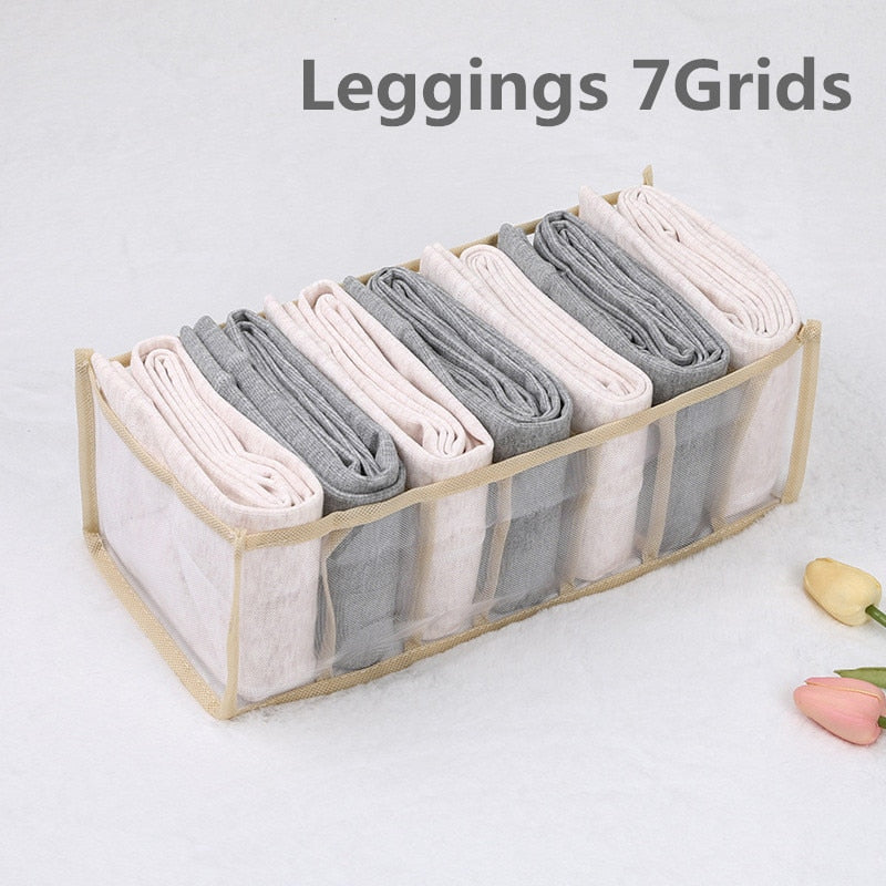 New 6/7/9/11 Grids Washable T-shirt Jeans Compartment Storage Closet Clothes Drawer Mesh Separation Box Stacking Pants Drawe - StorageandmoreStorage