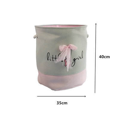 Pink Large Laundry Basket Round Dirty Clothes Toys Folding Bucket Anti-dust Big Storage Barrel Hamper - StorageandmoreStorage