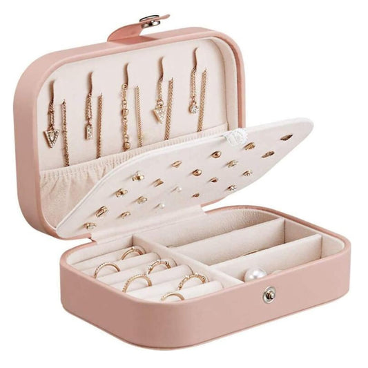 2022 Portable Jewelry Box Jewelry Organizer Display Travel Jewelry Case Boxes Button Leather Storage Zipper Jewelers Joyero - StorageandmoreStorage