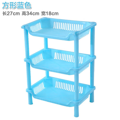 3-Layers Kitchen Storage Rack Shelve Plastic Assembled Sundries Food Shelf Dish Holder Bathroom Organizer Accessories - StorageandmoreStorage