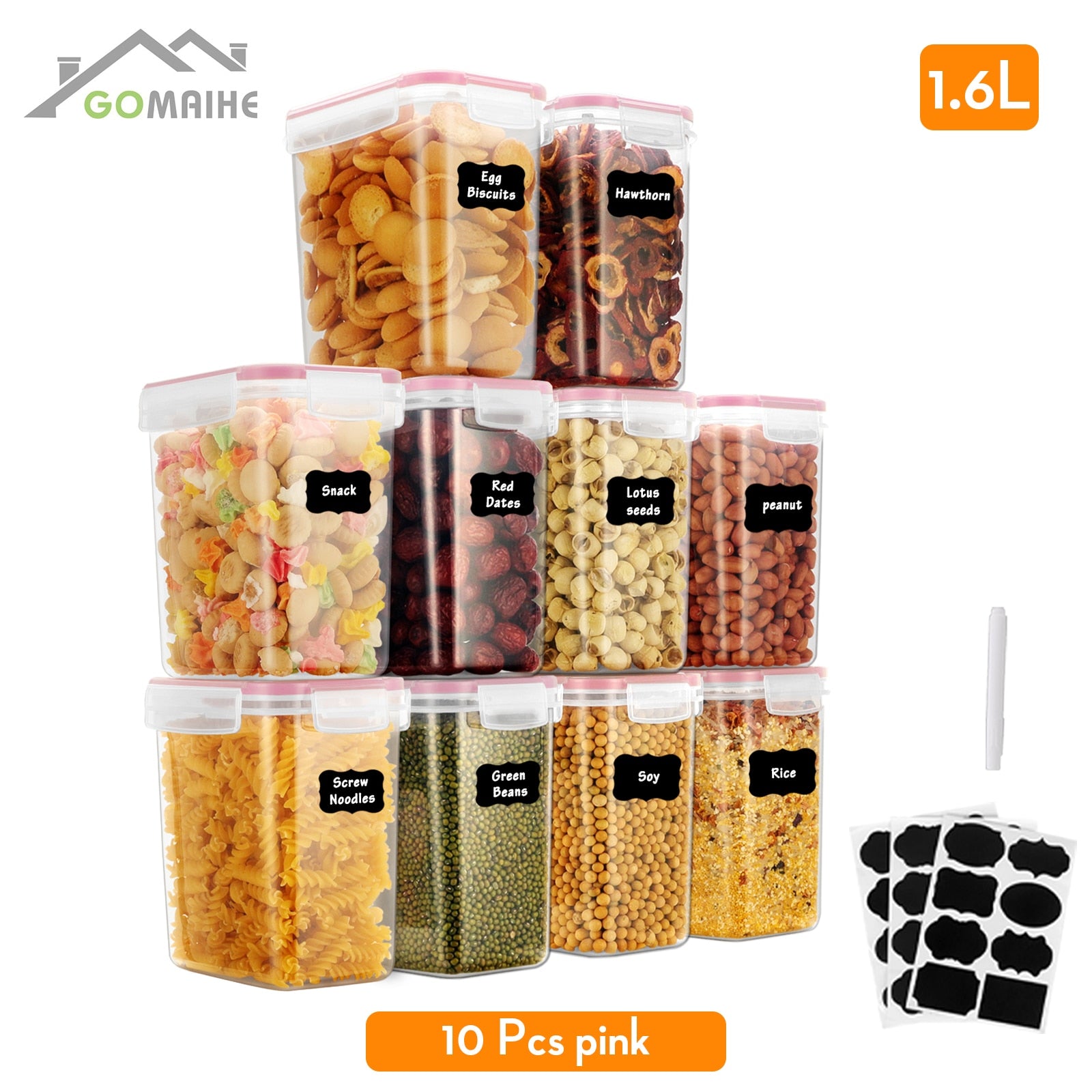 GoMaihe Food containers  Kitchen jars  storage Organization Cereal Dispenser for Storing Pasta kitchen Storage Organizer boxes - StorageandmoreStorage