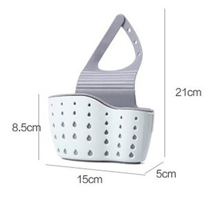 Sink Shelf Soap Sponge Drain Rack Hanging Bag Kitchen Accessorie Bathroom Holder Strap Faucet Storage Basket with Drain Holes - StorageandmoreStorage