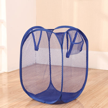 Folding Laundry Storage Basket Household Dirty Clothes Bag  Light Nylon Mesh Color Net Laundry Basket Sundries Organization - StorageandmoreStorage