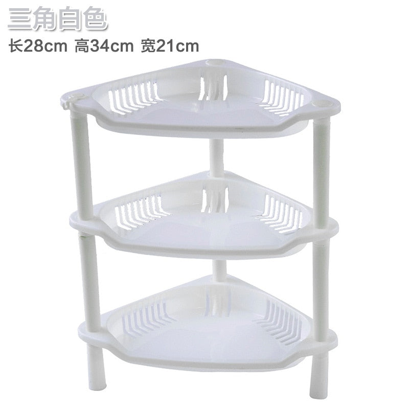 3-Layers Kitchen Storage Rack Shelve Plastic Assembled Sundries Food Shelf Dish Holder Bathroom Organizer Accessories - StorageandmoreStorage