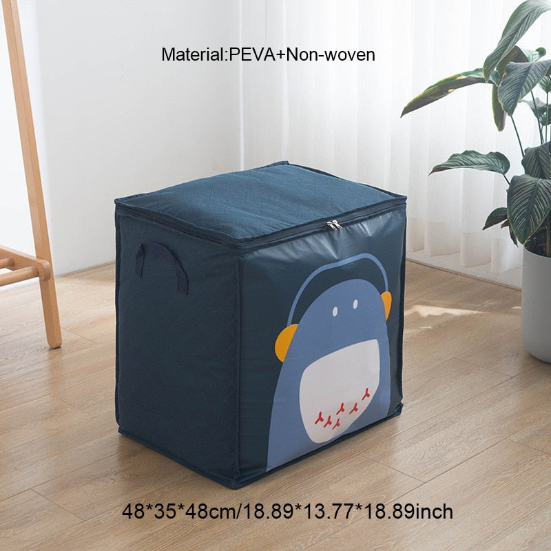 Quilt Clothes Organizer Storage Bag Closet Cartoon Portable Box Folding Pillow Quilt Blanket Wardrobe Move Home Accessories - StorageandmoreStorage