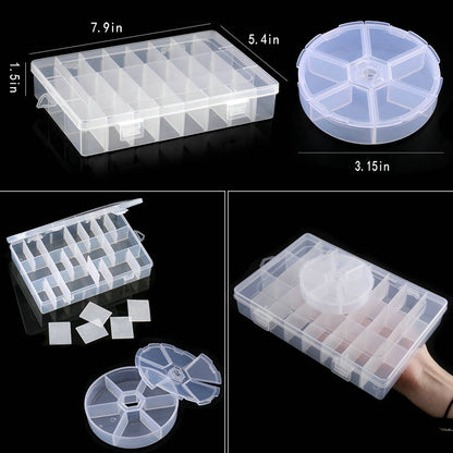 Transparent Plastic Storage Jewelry Box Compartment Adjustable Container For Beads Earring Box For Jewelry Rectangle Box Case - StorageandmoreStorage