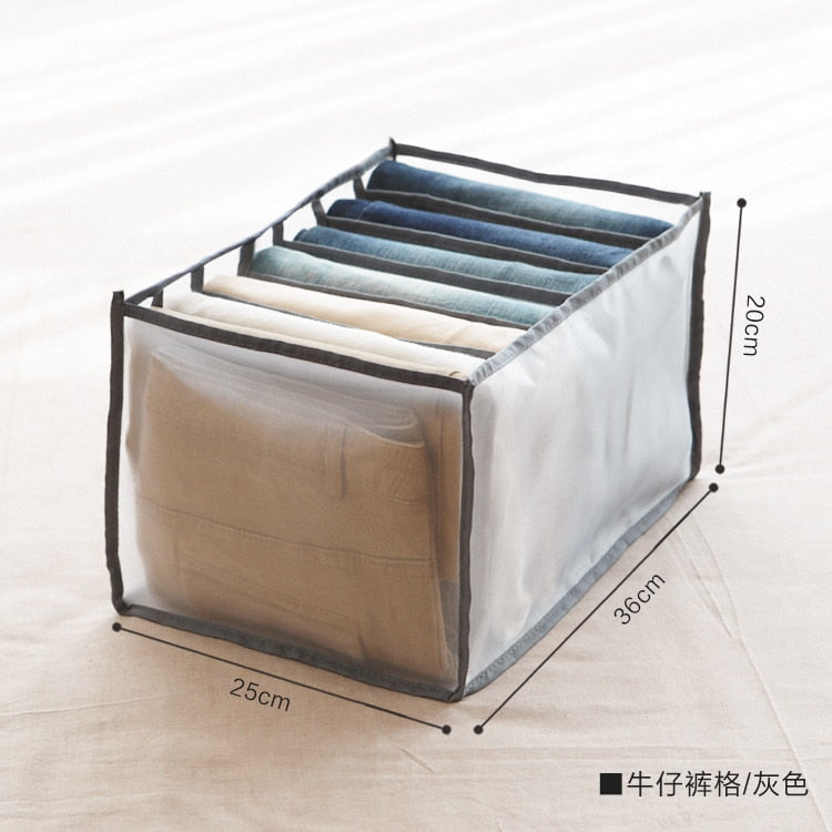 Jeans Compartment Storage Box Closet Clothes Drawer Mesh Separation Box Stacking Pants Drawer Divider Can Washed Home Organizer - StorageandmoreStorage