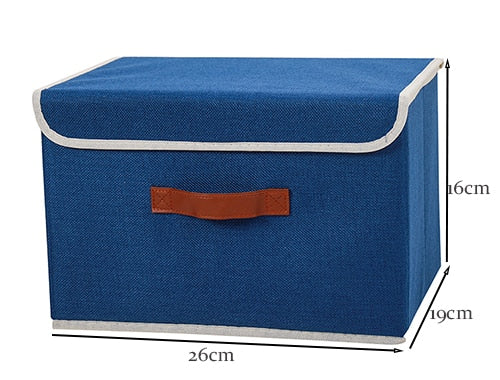 2021 New Washable Cotton Linen Fabric Folding CD Storage Box Foldable Bins Toys Organizer With Lid Storage Basket Laundry Basket - StorageandmoreStorage