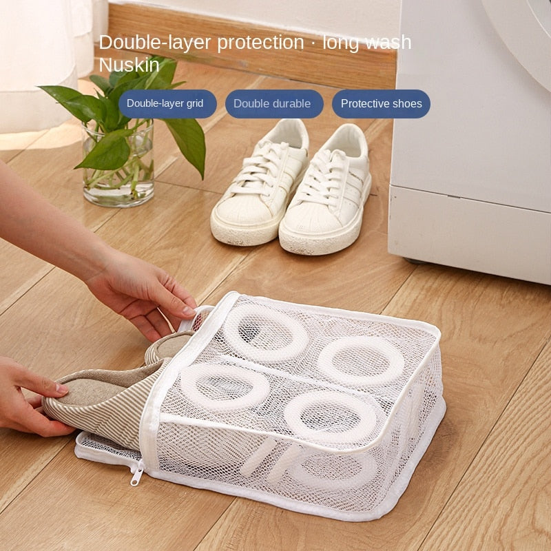 Mesh Washing Machine Shoes Bag Anti-deformation Zipper Laundry Bag Travel Shoes Clothes Storage Bags Shoes Airing Dry Tool - StorageandmoreStorage