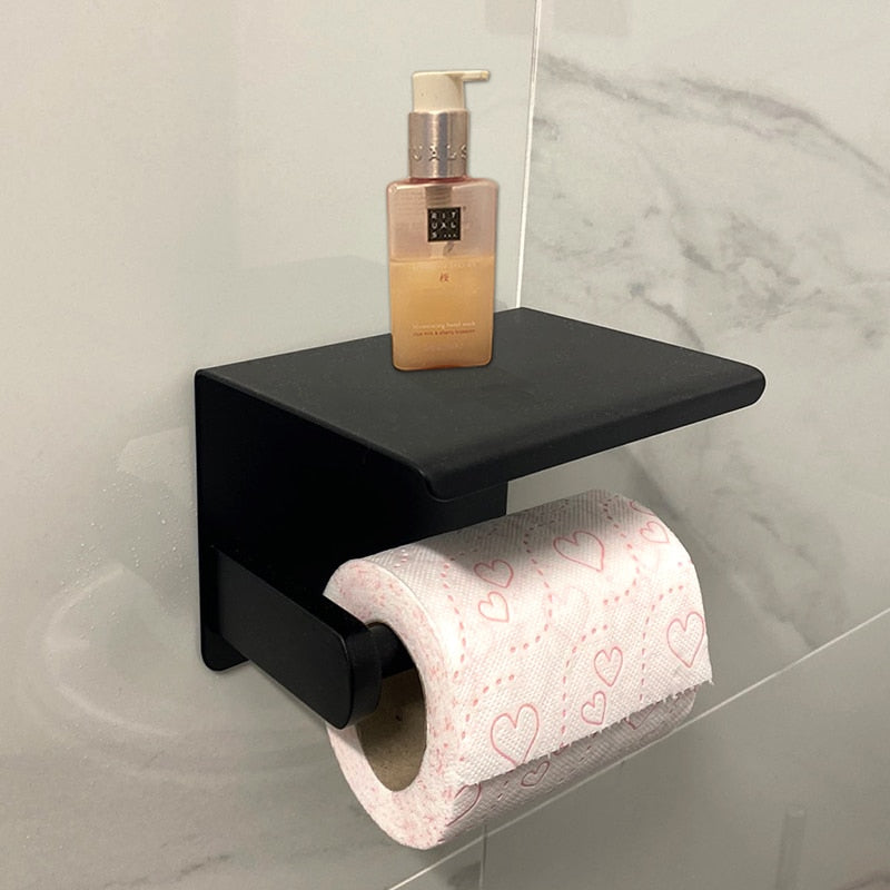 Stainless Steel Toilet Paper Holder Bathroom Wall Mount WC Paper Phone Holder Shelf Towel Roll shelf Accessories - StorageandmoreStorage