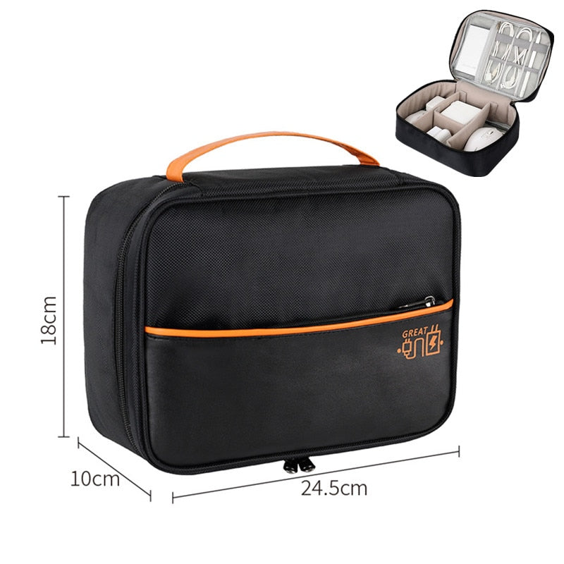 Cable Storage Bag Charger Wire Electronic Organizer Digital Gadget Pouch Cosmetic Kit Case Closet Wardrobe Accessories Supplies - StorageandmoreStorage