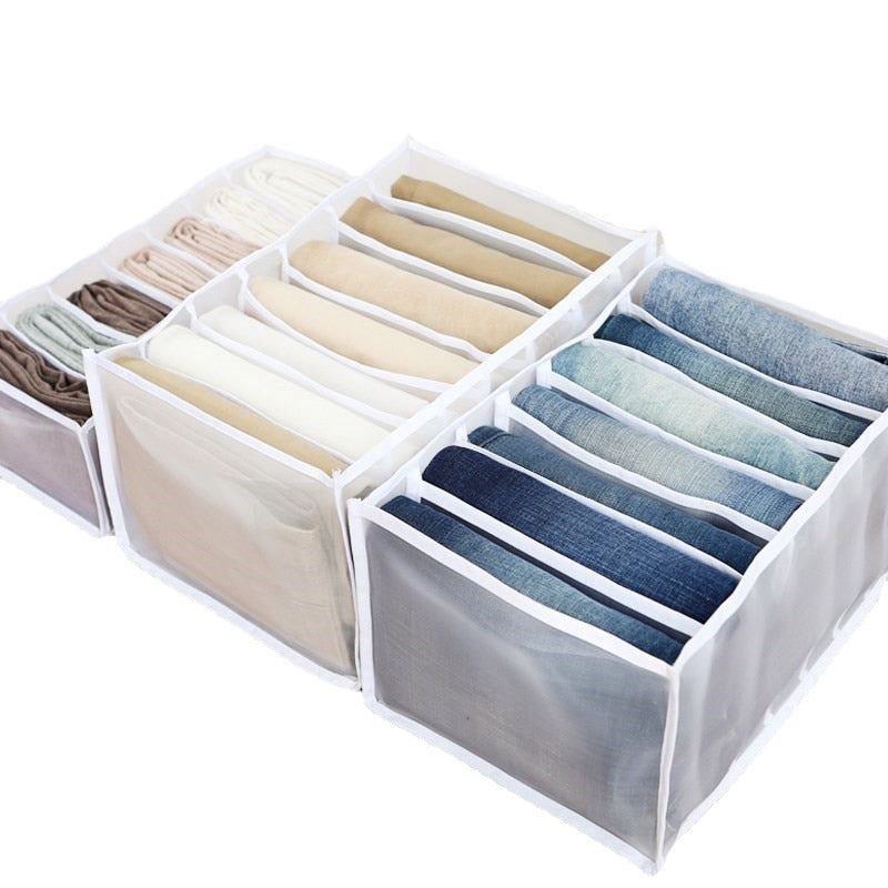 Jeans Compartment Storage Box Closet Clothes Drawer Mesh Separation Box Underwear Pants Drawer Divider Can Washed Home Organizer - StorageandmoreStorage