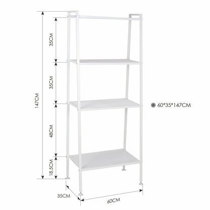 Ladder Shelf 4-Tier Bookshelf Plant Flower Stand Storage Rack Industrial Organizer Modern Shelves Shelving Bookcase Stable Metal - StorageandmoreStorage