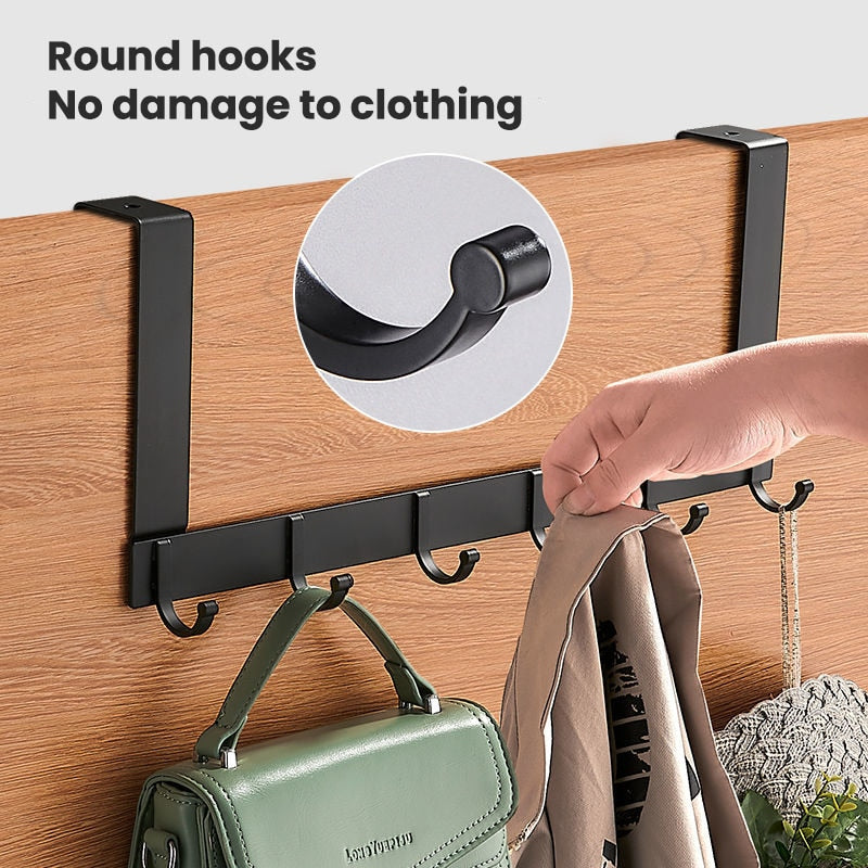 Hooks Over The Door Home Bathroom Organizer Rack Clothes Coat Hat Towel Hanger New Bathroom Kitchen Accessories Holder Door Hang - StorageandmoreStorage