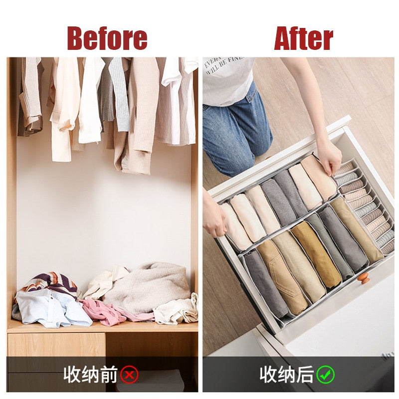 Foldable Drawer Closet Storage Organizer Divider Boxes for Jeans Underwear Socks Bra Wardrobe Clothes Storage Organizers Sets - StorageandmoreStorage