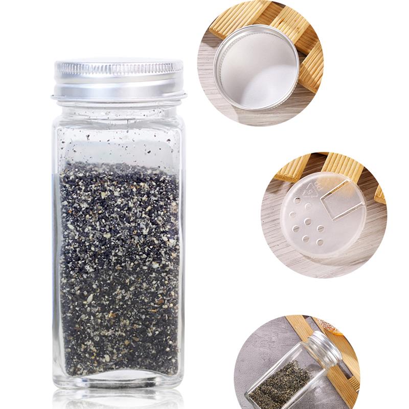 3-12PCS Set Seasoning Jar Square Glass Container Seasoning Bottle Kitchen Outdoor Camping Seasoning Container Glass Sealed Jar - StorageandmoreStorage