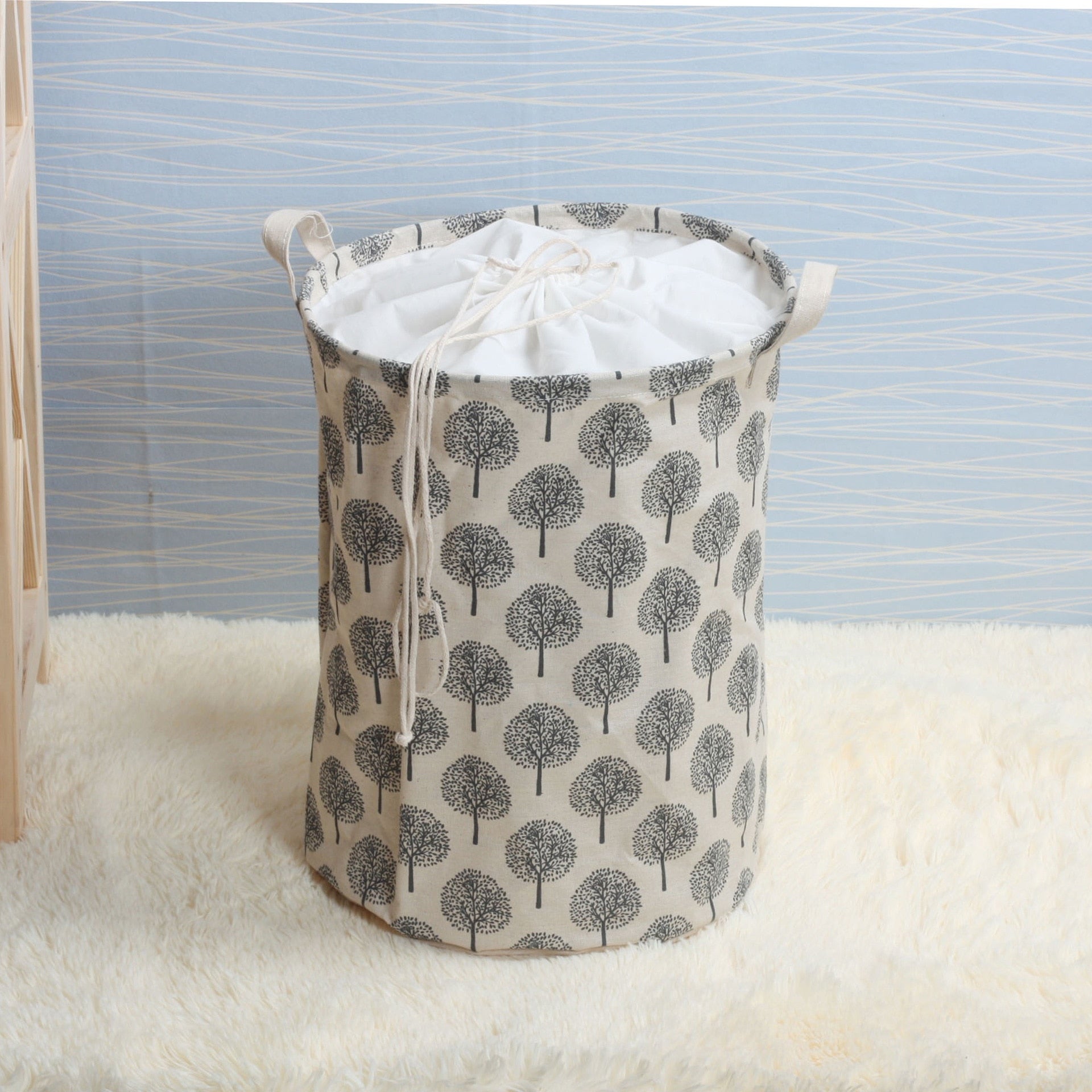 New Fashion Print Laundry Basket with Drawstring Lining Portable Foldable Storage Bag Hamper for Kids Toys Dirty Clothes Basket - StorageandmoreStorage