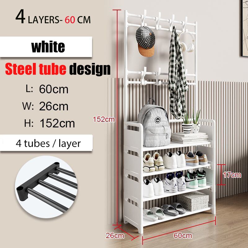 Entryway Coat Rack, Shoe Rack,Shelving Organizer, Storage Shelves With 8 Hooks Multifunctional Hallway Organizer Hanging Storage - StorageandmoreStorage