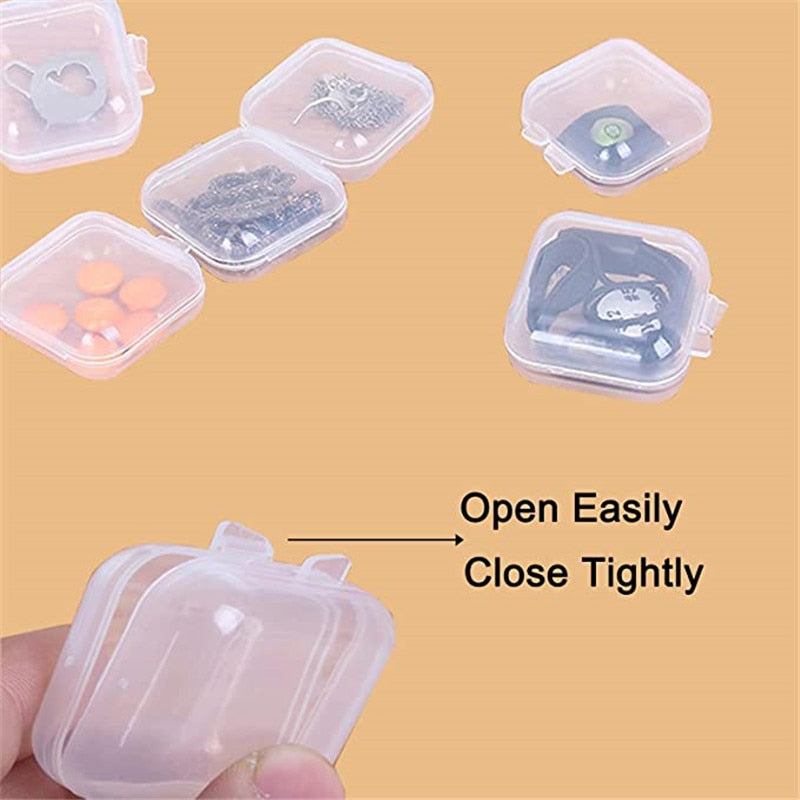 30PCS Small Boxes Square Transparent Plastic Box Jewelry Storage Case Finishing Container Packaging Storage Box for Earrings - StorageandmoreStorage