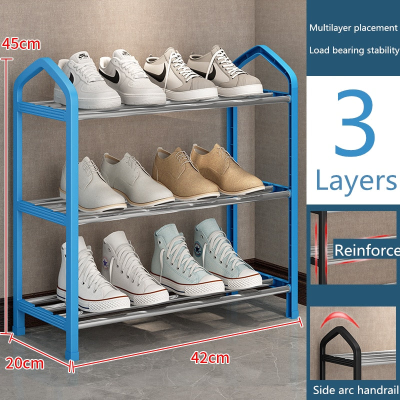 Shoe Rack Shoe Shelf 5/4/3/2 Layers Simple Dust-proof Storage Shoe Cabinet Multi-layer Assembly Door Dormitory Organizer Rack - StorageandmoreStorage