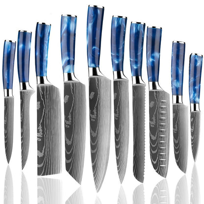 Japanese Kitchen Knife Set Laser Damascus Pattern Stainless Steel  Sharp Cleaver Slicing Utility Knives Kitchen Tools - StorageandmoreStorage